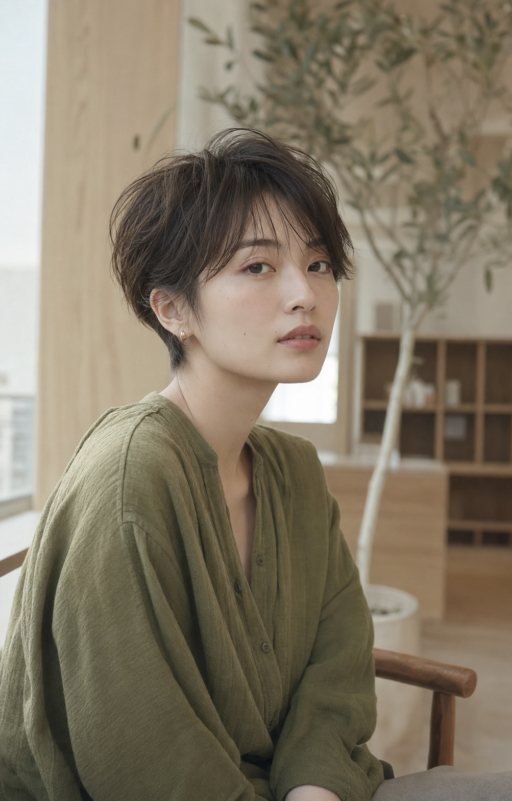 レイヤーショートの日本人モデル