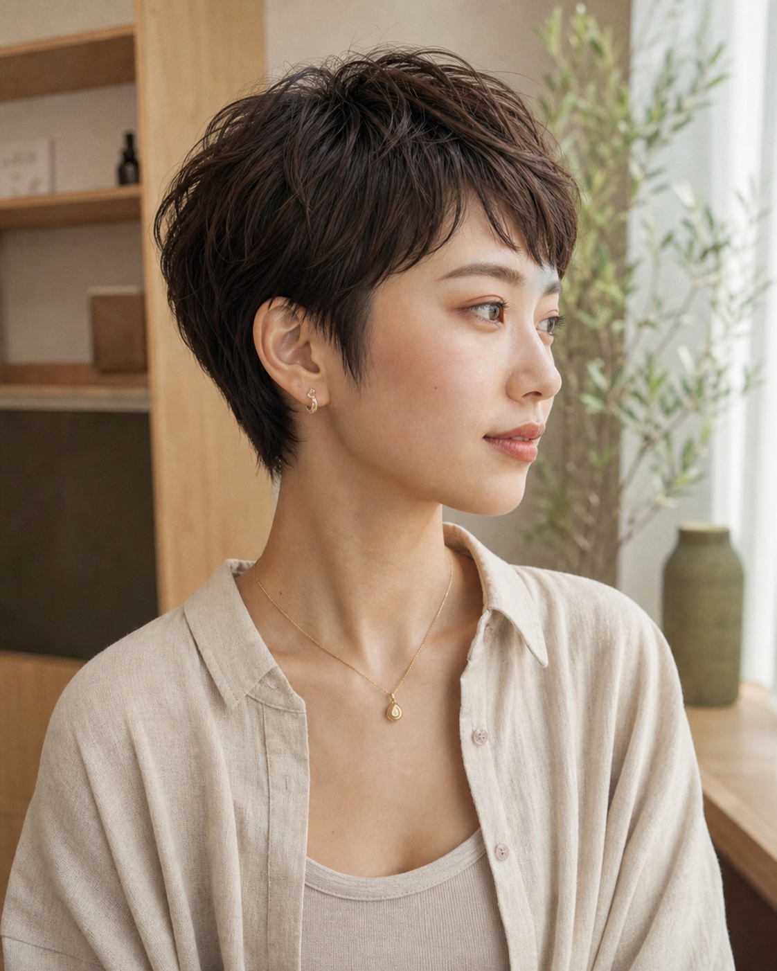ベリーショートの日本人モデル